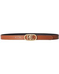 Ralph Lauren - Oval-Logo Reversible Leather Skinny Belt - Lyst