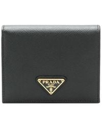 Prada - Logo Plaque Small Wallet - Lyst