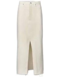 FRAME - The Midaxi Frayed Edge Denim Midi Skirt - Lyst