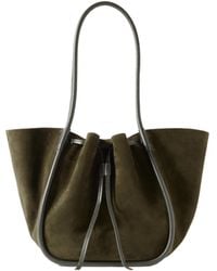 Proenza Schouler - Large Leather-Trimmed Ruched Suede Tote - Lyst