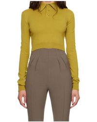 Mugler - Cashmere Cropped Polo Top - Lyst