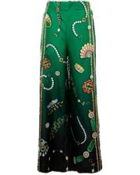 CASABLANCA - Silk La Boite A Bijoux Palazzo Trousers - Lyst