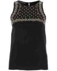 Alberta Ferretti - Bead-Embellishment Crewneck Sleeveless Blouse - Lyst