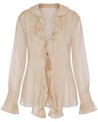Alberta Ferretti - Ruffled Pleated Blouse - Lyst