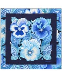 Ferragamo - Ferragamo Logo Detailed Floral Scarf - Lyst