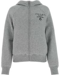 Prada - Logo Detailed Zip-Up Jacket - Lyst