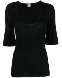 By Malene Birger - Scoop-Neck Ribbed-Knit T-Shirt - Lyst