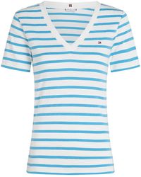 Tommy Hilfiger - Striped Vneck Shortsleeve Top - Lyst