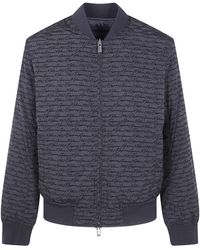 Emporio Armani - Logo Printed Zipped Bomber Jacket - Lyst