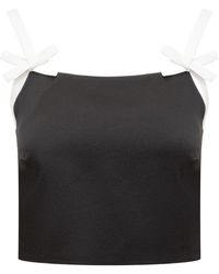 MSGM - Bow Detailed Cropped Top - Lyst