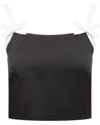 MSGM - Bow Detailed Cropped Top - Lyst