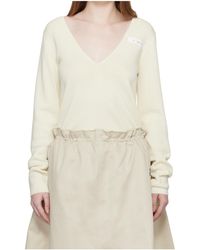 MM6 by Maison Margiela - V-Neck Wool Blend Sweater - Lyst
