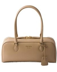 Prada - Medium Leather Top-Handle Bag - Lyst
