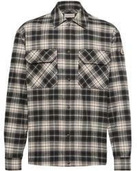 Moncler - Check Cotton Flannel Zip-Up Shirt - Lyst