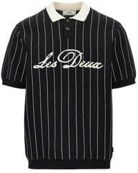 Les Deux - Pinstripe-Pattern Knitted Polo Shirt - Lyst