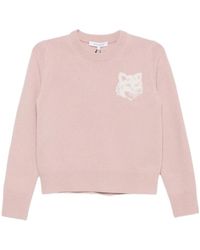 Maison Kitsuné - Maison Kitsuné Fox Head Crew Neck Knitted Sweater - Lyst