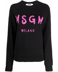MSGM - Logo-Print Cotton Sweatshirt - Lyst