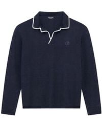 Giorgio Armani - Logo Embroidered Knitted Polo Shirt - Lyst