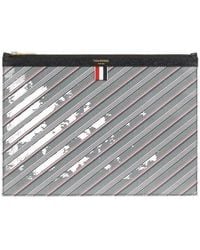 Thom Browne - Striped Zip Document Clutch Bag - Lyst