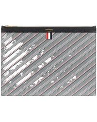 Thom Browne - Striped Logo-Print Pouch - Lyst