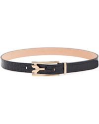 Victoria Beckham - Crocodile-Effect Leather Belt - Lyst