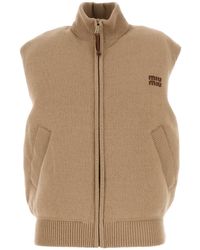 Miu Miu - Zipped Sleeveless Down Jacket - Lyst