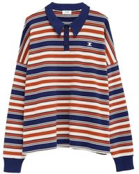 Celine Triomphe Striped Polo Shirt in Black for Men | Lyst