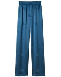Burberry - Logo-Jacquard Wide-Leg Satin Trousers - Lyst