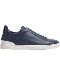 ZEGNA - Triple Stitch Leather Sneakers - Lyst
