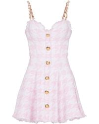 Balmain - Tweed Houndstooth Mini Dress - Lyst