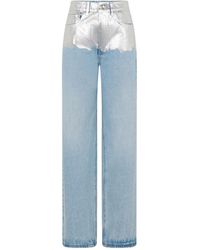 Rabanne - Metallic Detailed Straight Leg Jeans - Lyst