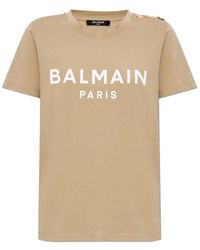 Balmain - Elegant Logo-Printed Cotton T-Shirt - Lyst