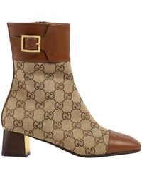 Gucci - Gg Squared-Toe Buckled Ankle Boots - Lyst