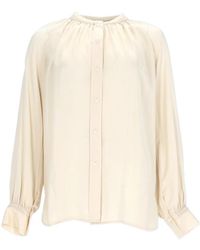 Vince - Silk Blouse With Gentle Gathers And Elasticized Cuffs - Lyst