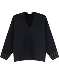 Max Mara - Contrast Trim V-Neck Jumper - Lyst
