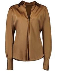 Vince - Satin Bias Long-Sleeved Blouse - Lyst