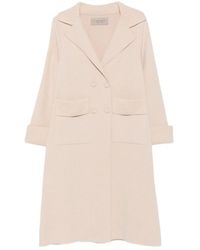 D.exterior - Ribbed Trim Double-Breasted Coat - Lyst