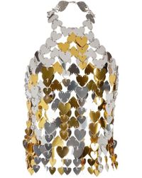 Rabanne - Heart-Paillettes Metallic Halterneck Top - Lyst