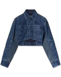 Off-White c/o Virgil Abloh - Cut-Out Cropped Denim Jacket - Lyst