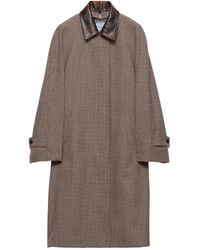 Prada - Single-Breasted Houndstooth Check Wool Coat - Lyst