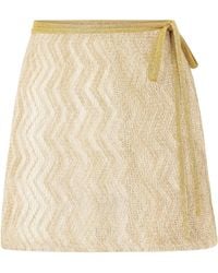 Missoni - Sequin-Embellished Metallic Crochet-Knit Mini Wrap Skirt - Lyst