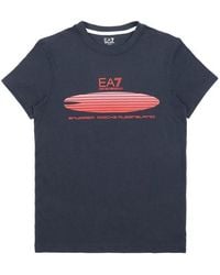 EA7 - Logo Printed T-Shirt With Round Neck - Lyst