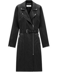 Saint Laurent - Leather Coat - Lyst