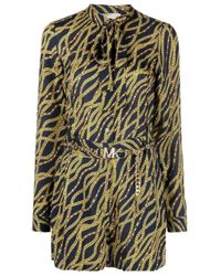 MICHAEL Michael Kors - Chain-Link Print Long-Sleeve Jumpsuit - Lyst