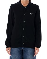 COMME DES GARÇONS PLAY - Comme Des Garçons Play Heart Patch Crewneck Cardigan - Lyst