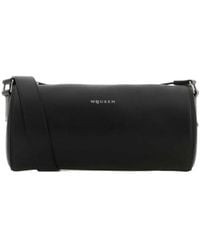 McQueen - Logo Printed Roller Shoulder Bag - Lyst