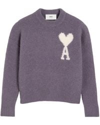 Ami Paris - Ami De Coeur Logo Intarsia-Knit Jumper - Lyst