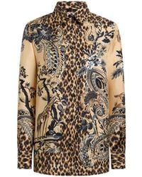 Etro - Silk Shirt With Place Leopard Print - Lyst