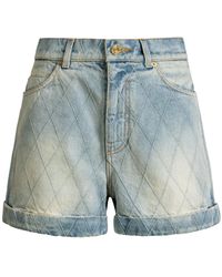 Balmain - Topstitched Denim Shorts - Lyst