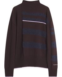 Lanvin - Striped Mock-Neck Knitted Jumper - Lyst